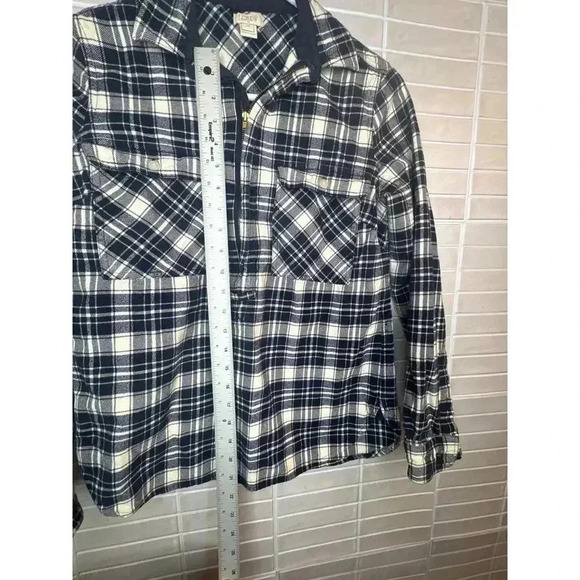 J.Crew Heavy Plaid 1/4 Zip Shirt - Women’s XXS - Picture 6 of 7